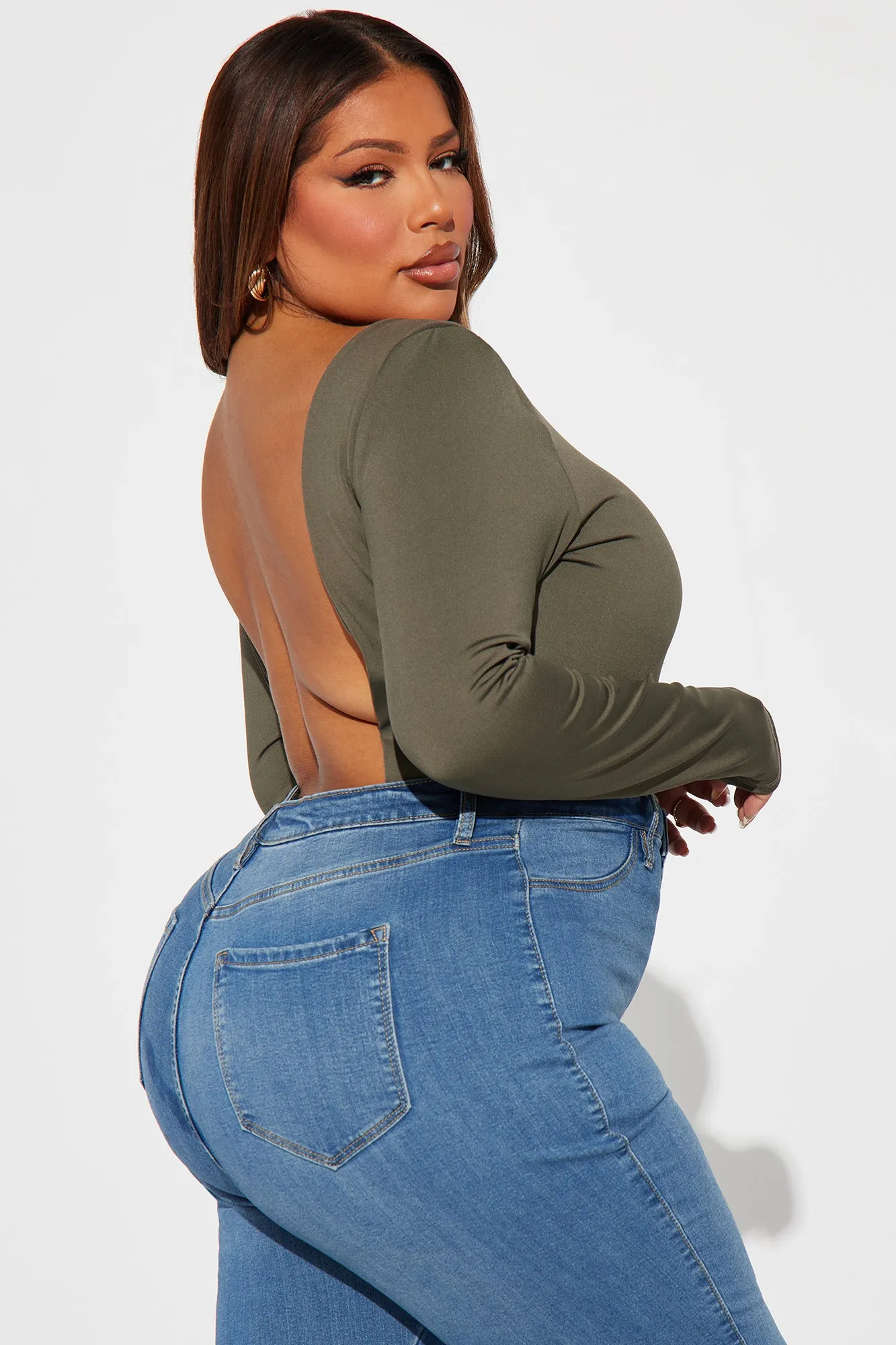 Alexus Smooth Fit Low Back Bodysuit - Olive