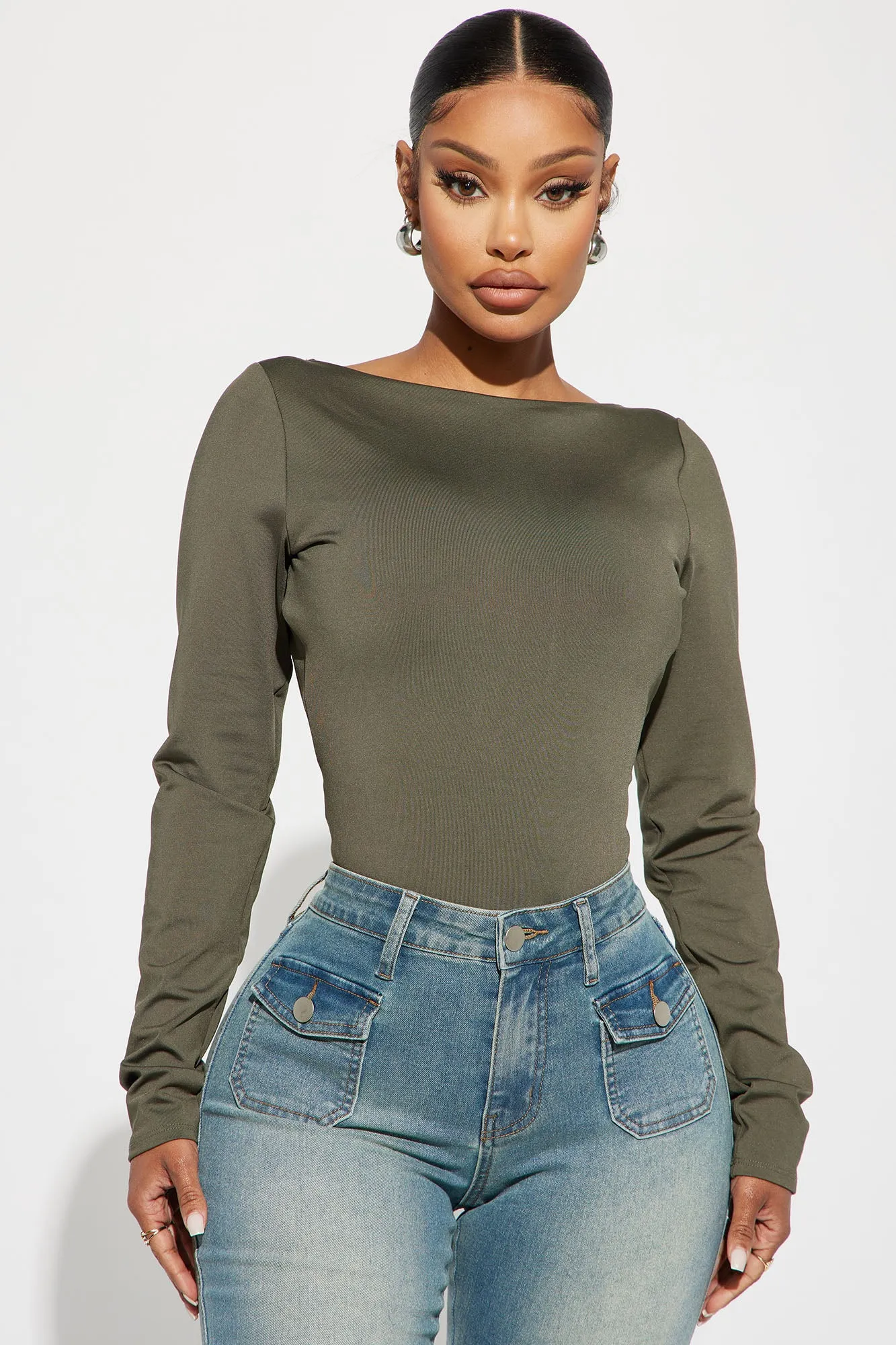 Alexus Smooth Fit Low Back Bodysuit - Olive