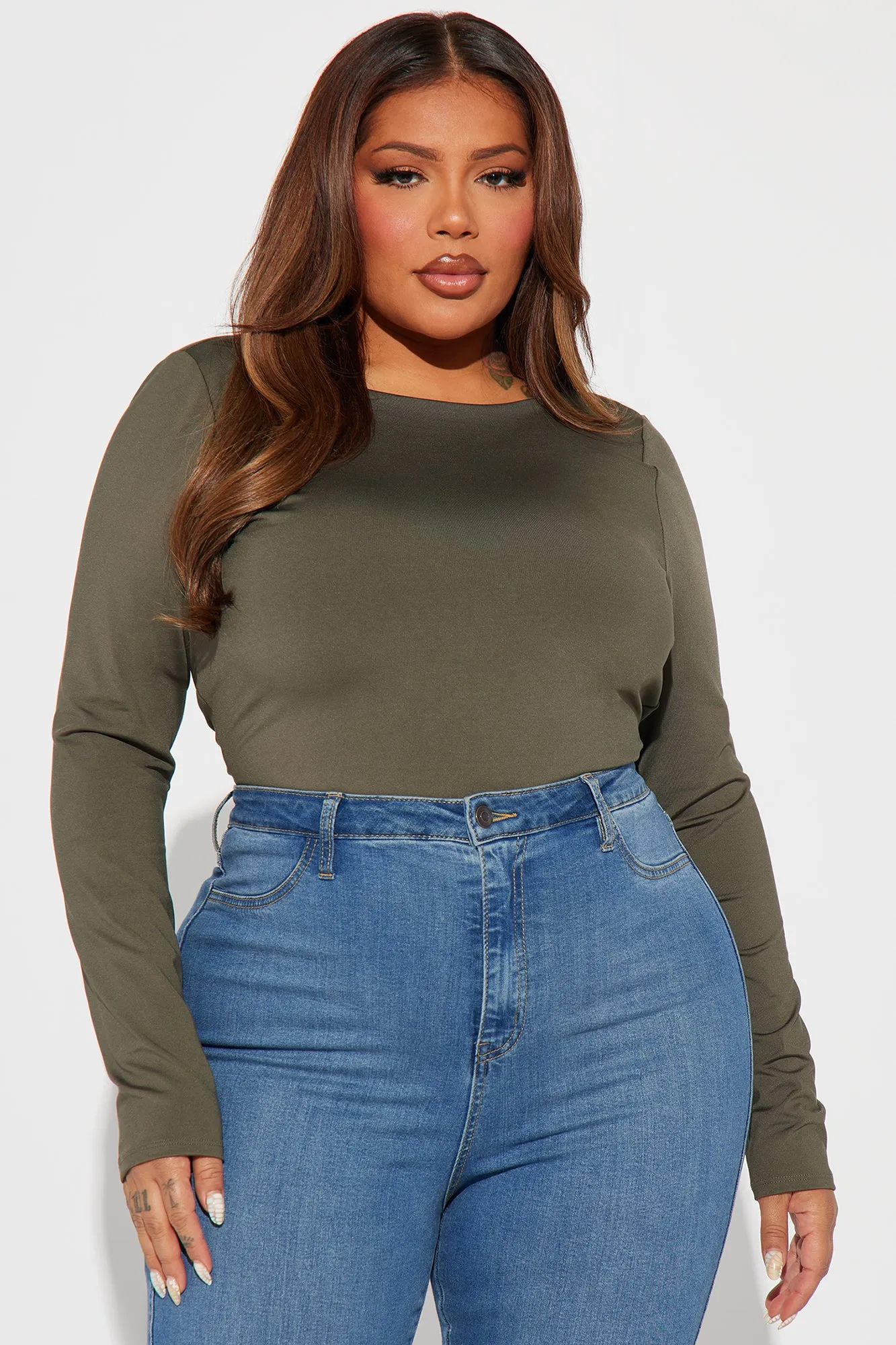 Alexus Smooth Fit Low Back Bodysuit - Olive