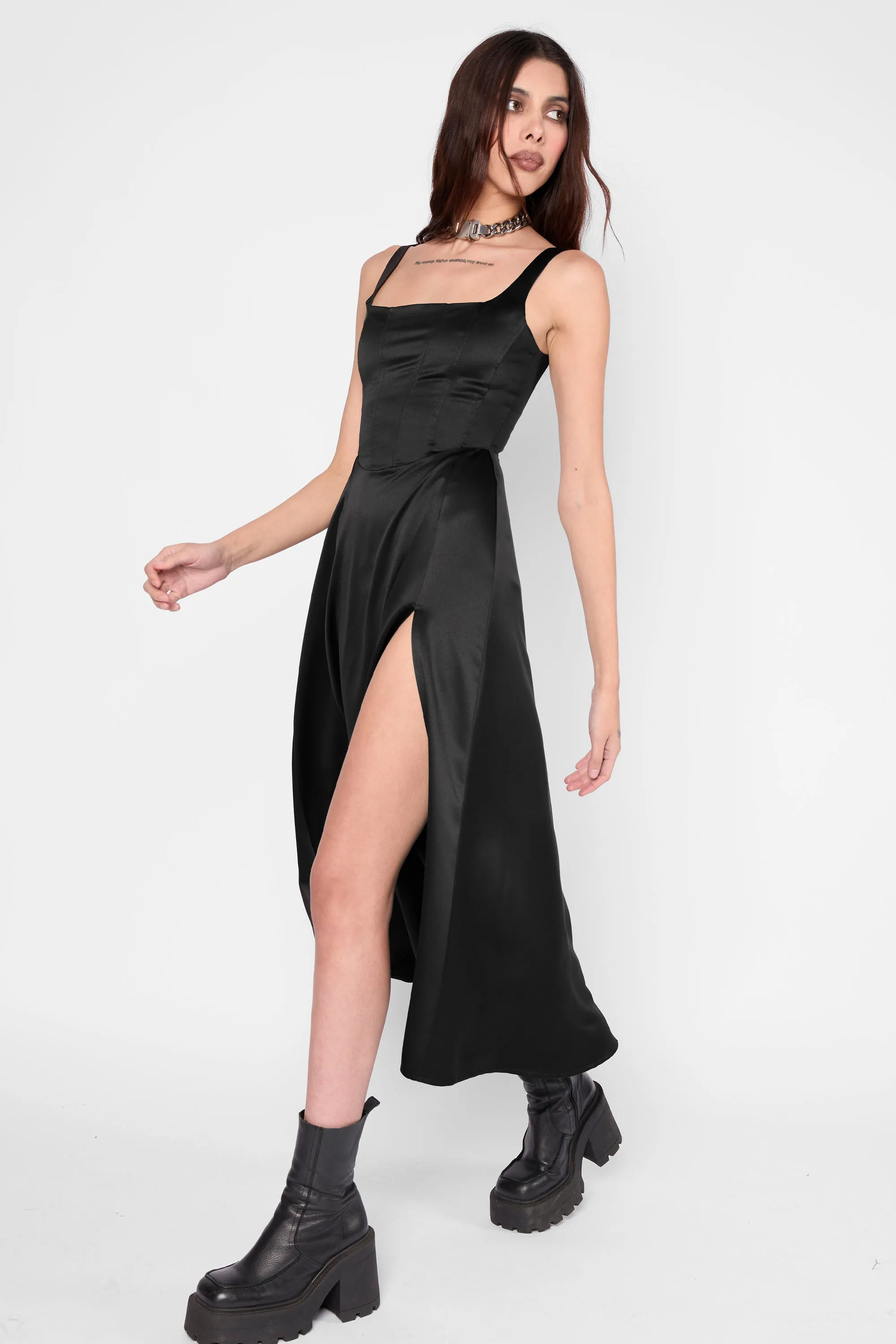 Alyx Satin Corset Midi Dress