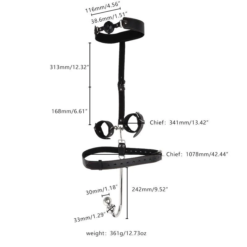 Anal Hook with Double Ball, Gag and Cuffs