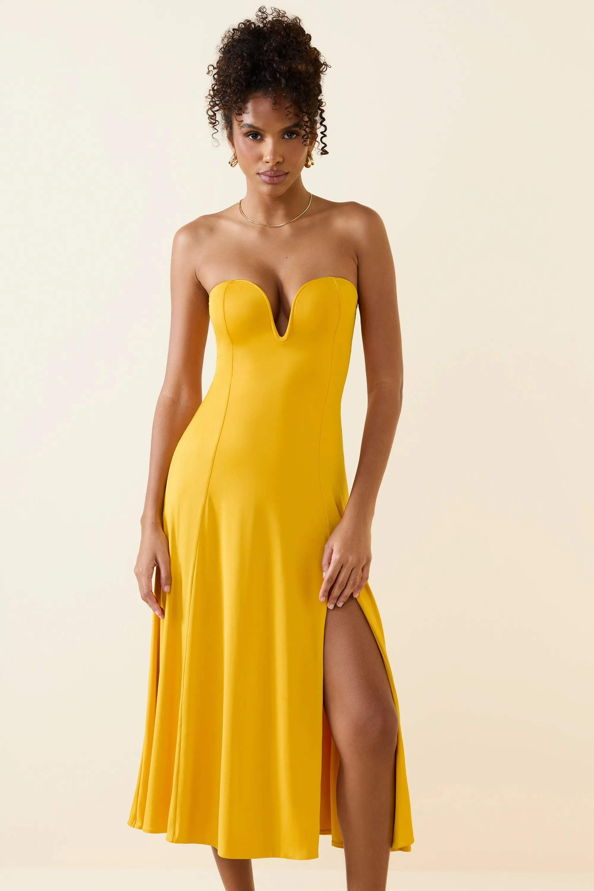 Bandeau Midaxi Dress in Golden Yellow