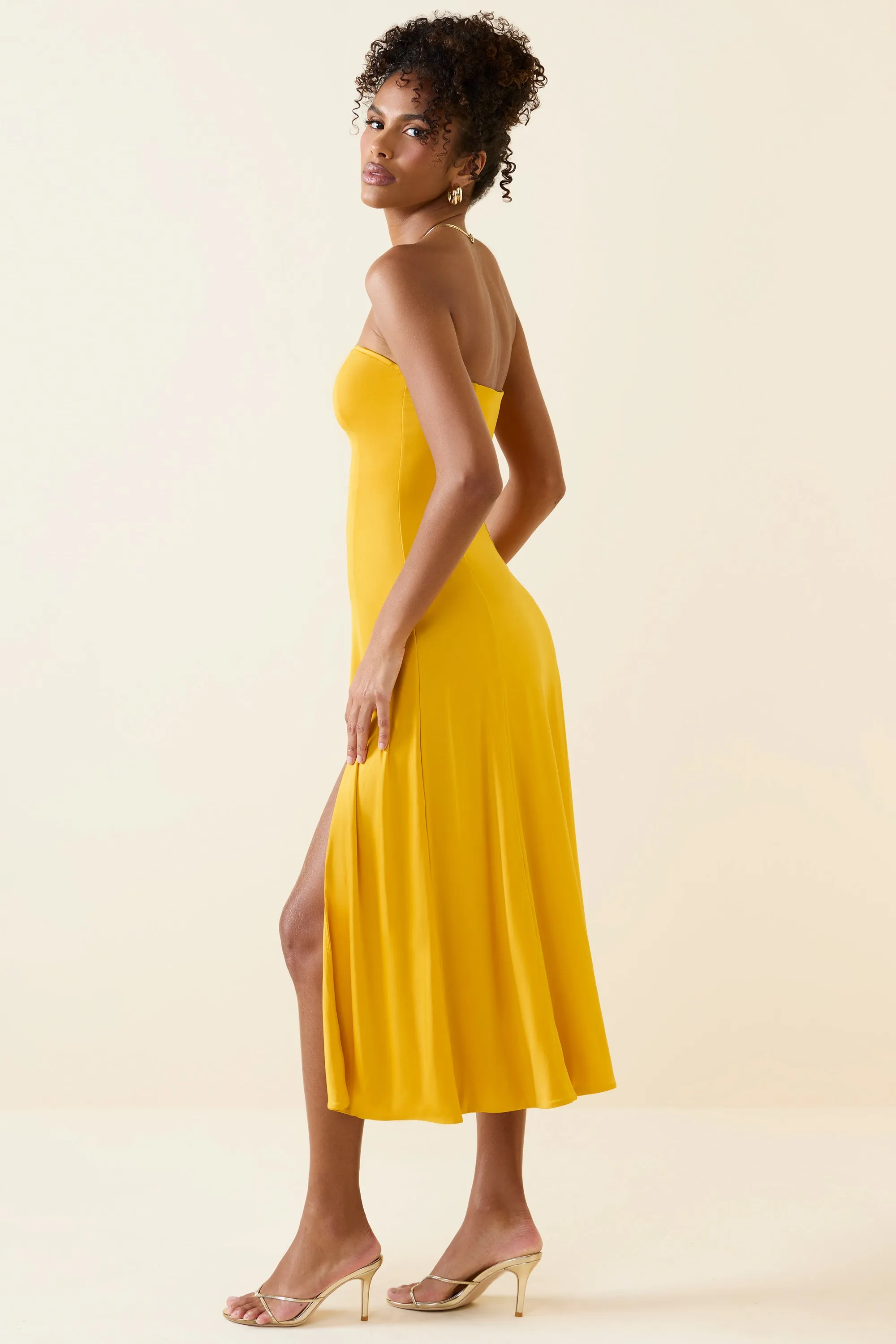 Bandeau Midaxi Dress in Golden Yellow