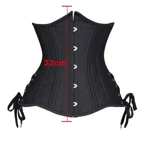 Black Longline Underbust Hourglass Corset W/ Hip Ties