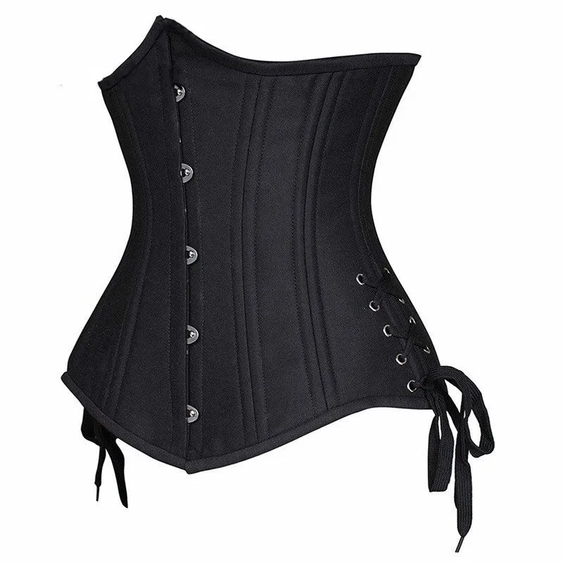 Black Longline Underbust Hourglass Corset W/ Hip Ties