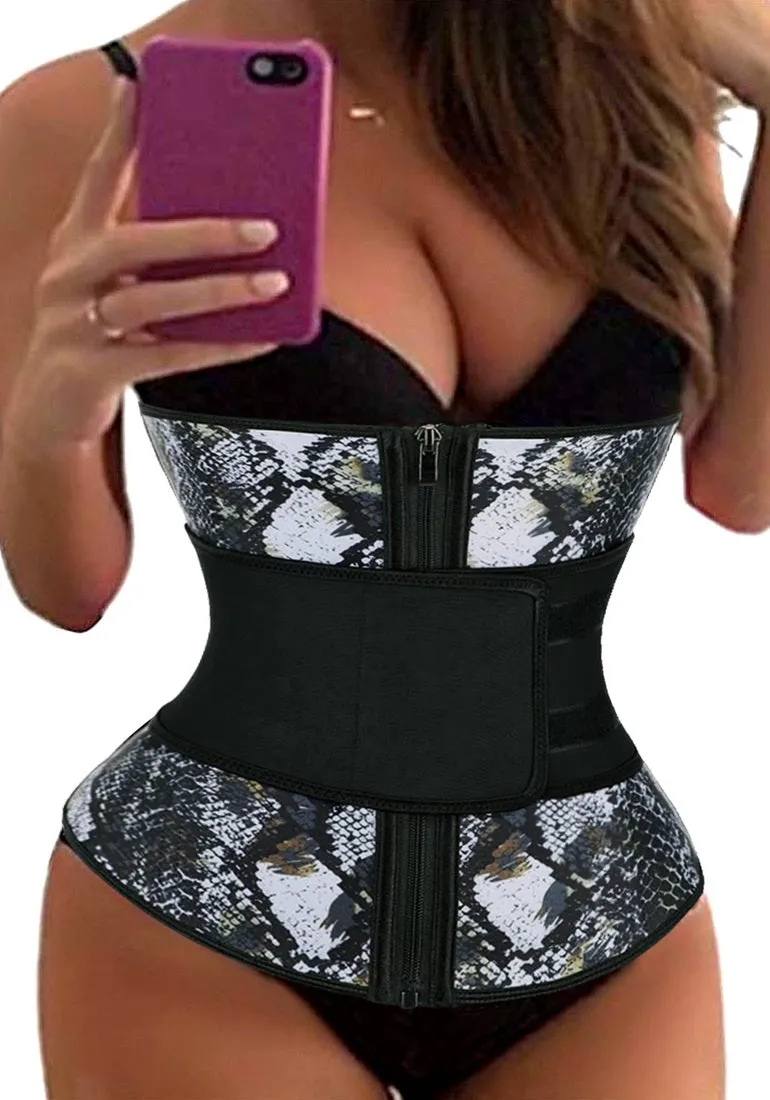 Black Snakeskin Women's Corset Waist Trainer