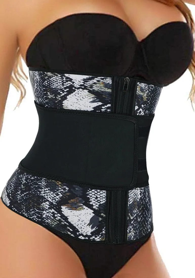 Black Snakeskin Women's Corset Waist Trainer