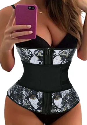 Black Snakeskin Women's Corset Waist Trainer