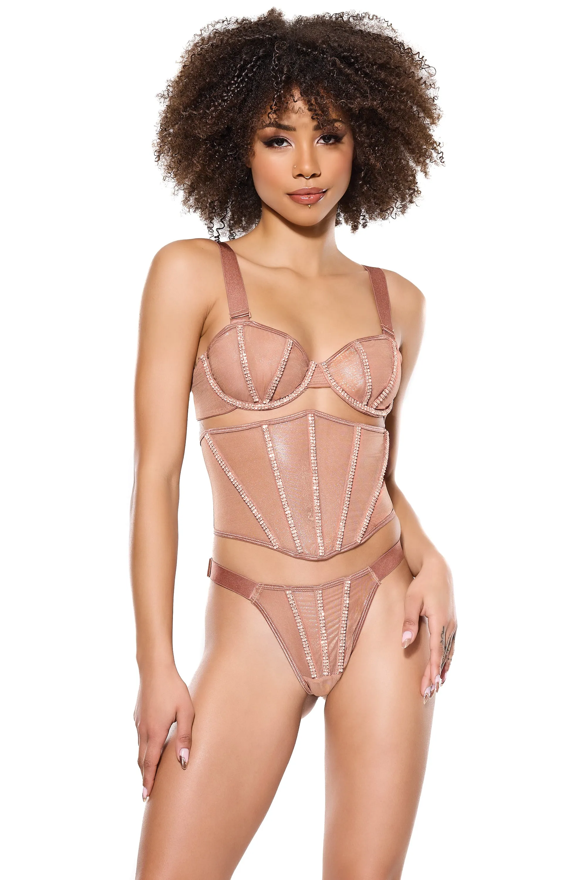 Bra, Waist Cincher & Thong - Bronze