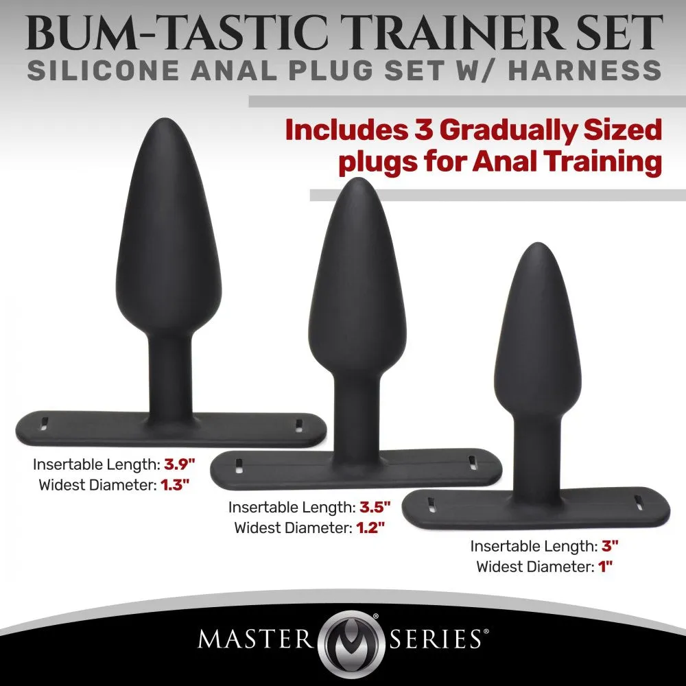 Bum-Tastic Trainer Set Silicone 3 Piece Anal Plug Set w- Harness