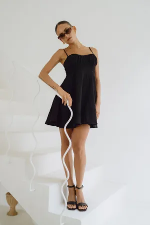 Charli Black Pleated Mini Dress