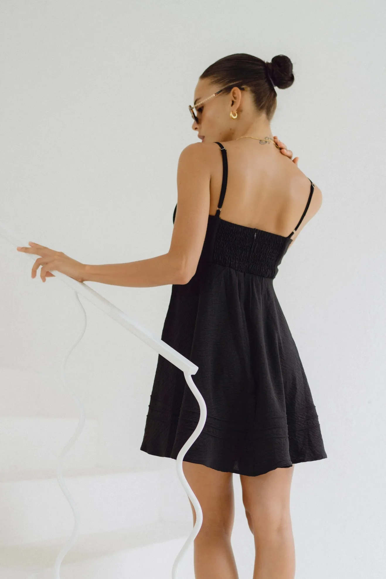 Charli Black Pleated Mini Dress