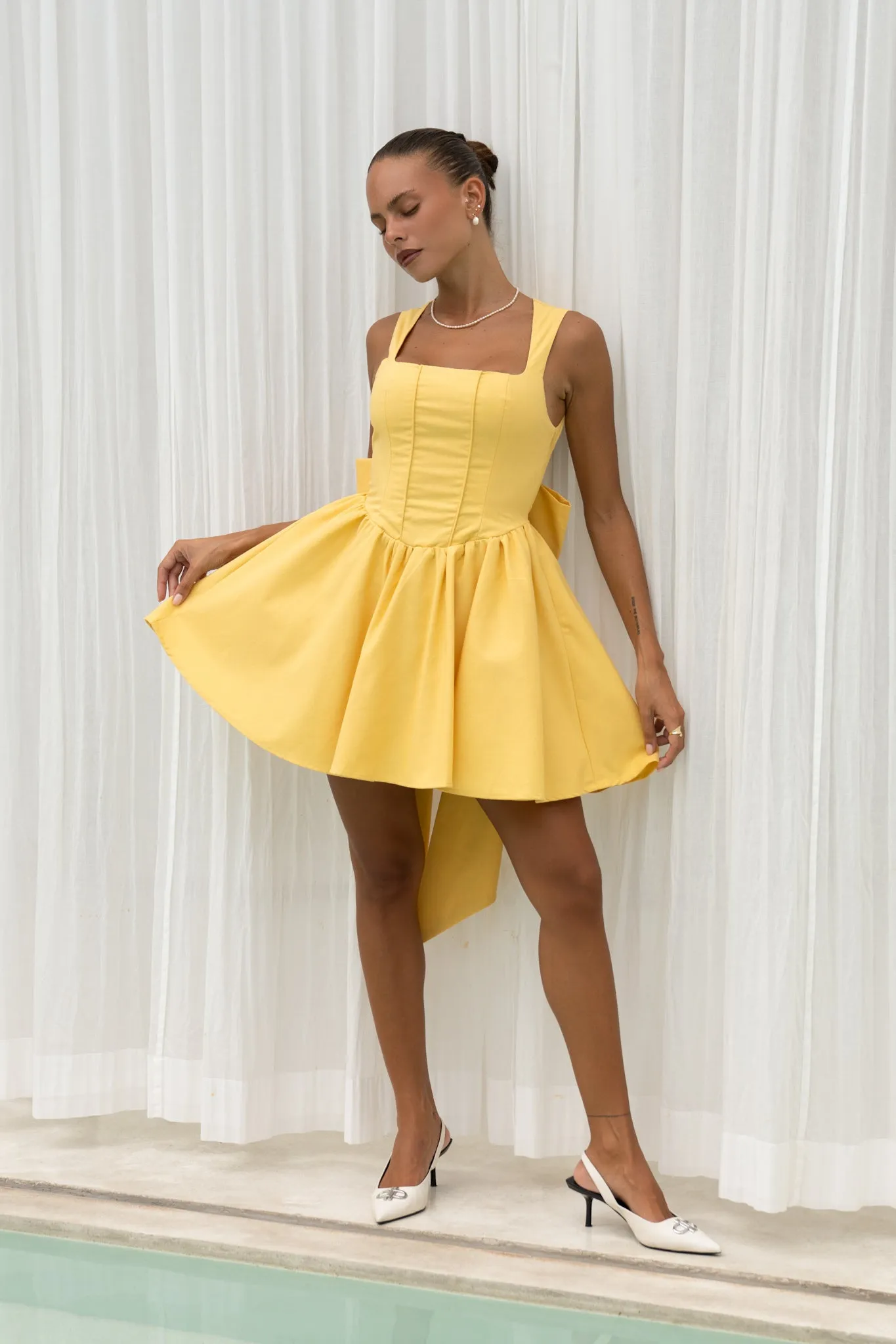 Clara Yellow Corset Mini Dress