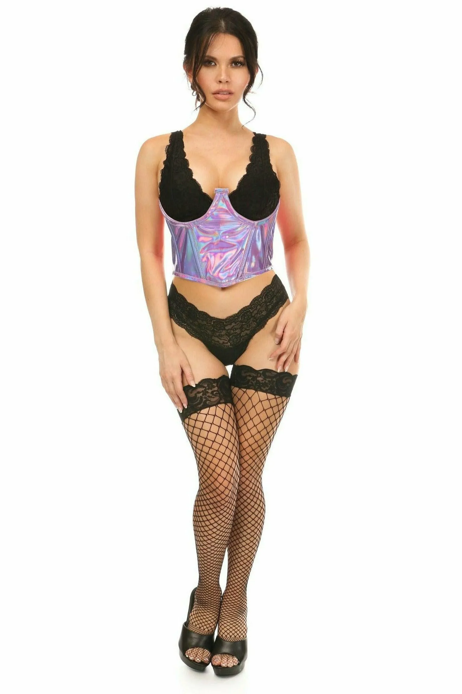 Daisy Corsets Lavish Lavender Holo Open Cup Underwire Waist Cincher