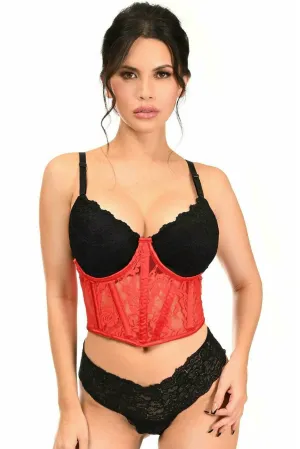 Daisy Corsets Lavish Red Sheer Lace Underwire Waist Cincher Corset