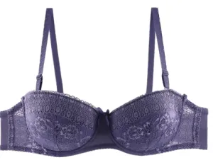 Demi Bra Floral Lace Underwire Bra Lightly Padded Comfort Demi Plunge