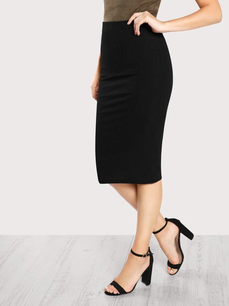 Elastic Waist Form Fitting Skirt