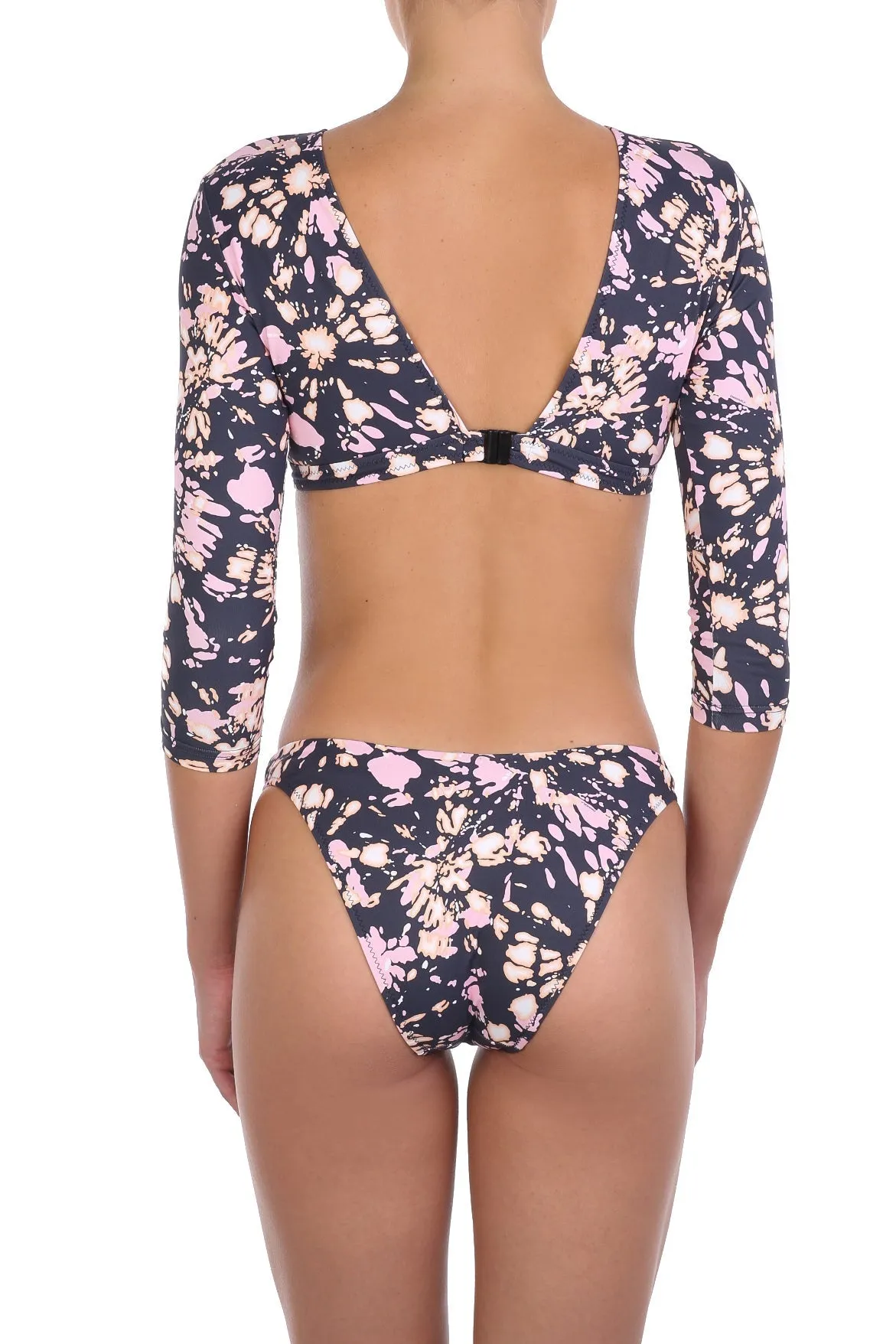 Ella Long Sleeve Bikini Black/Pink Splash