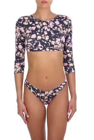 Ella Long Sleeve Bikini Black/Pink Splash