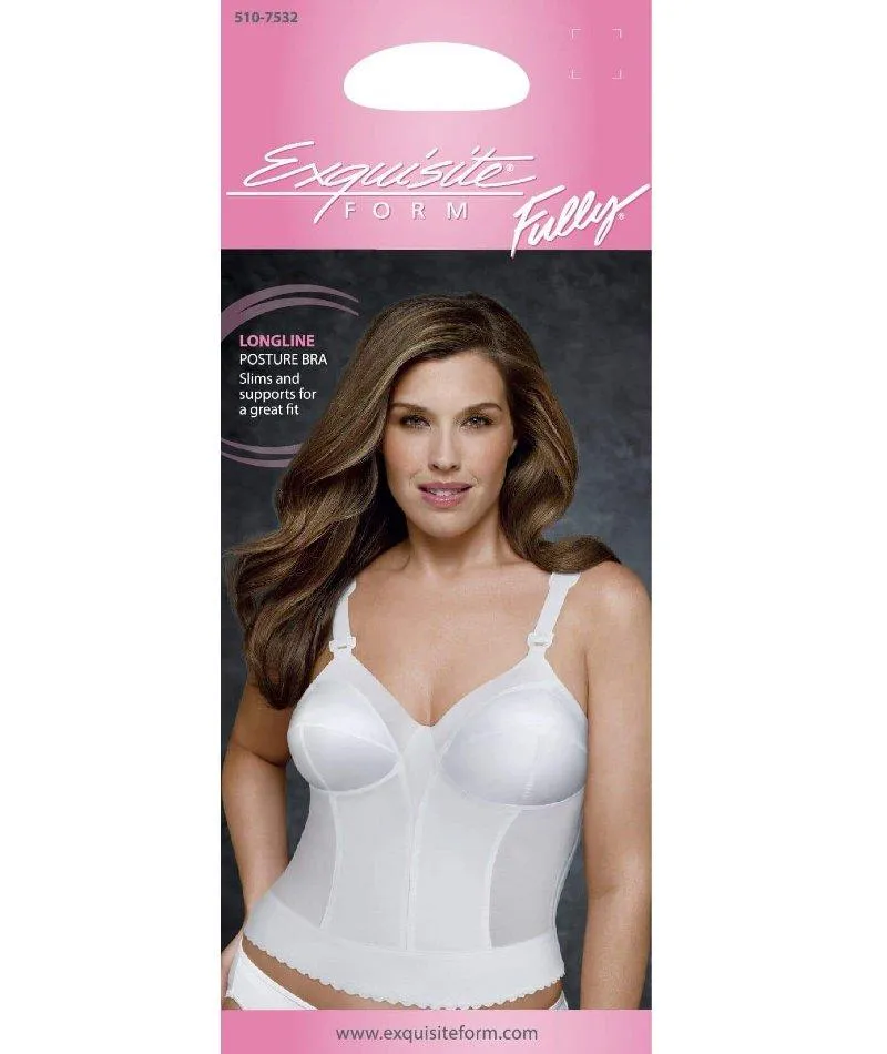 Exquisite Form Fully Back Close Longline Bra - White