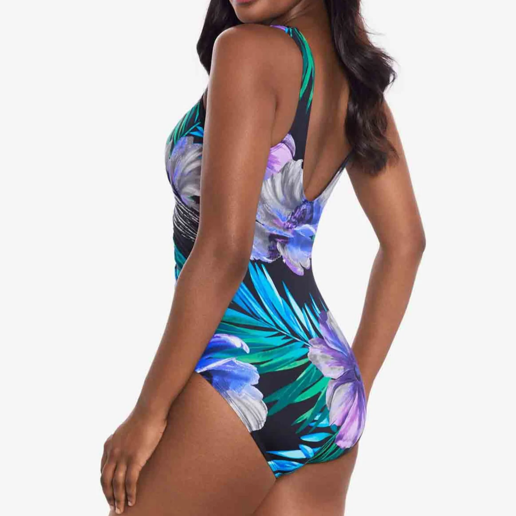 Flora Aura It's A Wrap One Piece Swimsuit 6552380 - Black/Multi