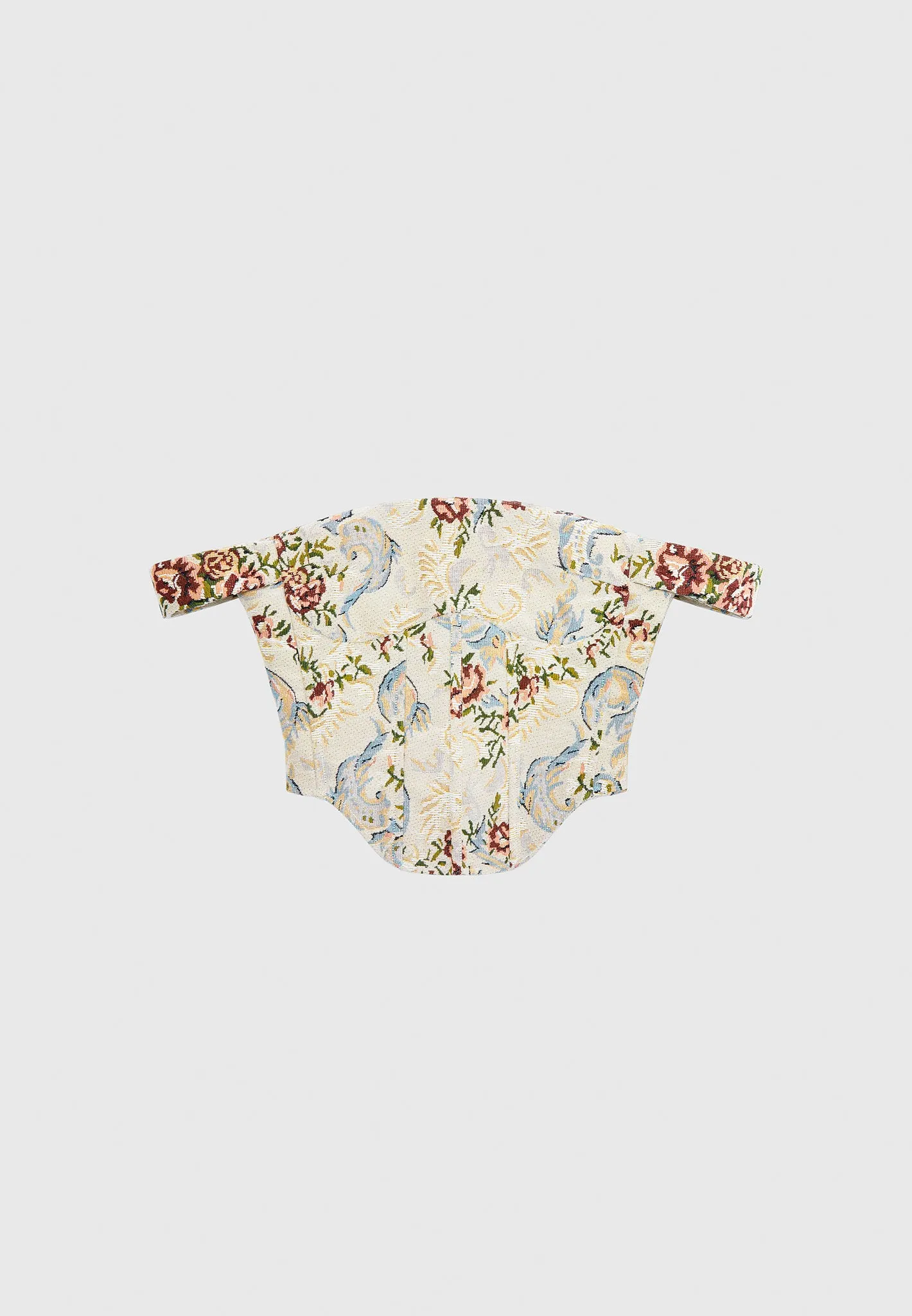 Floral Jacquard Bardot Corset Top - Beige