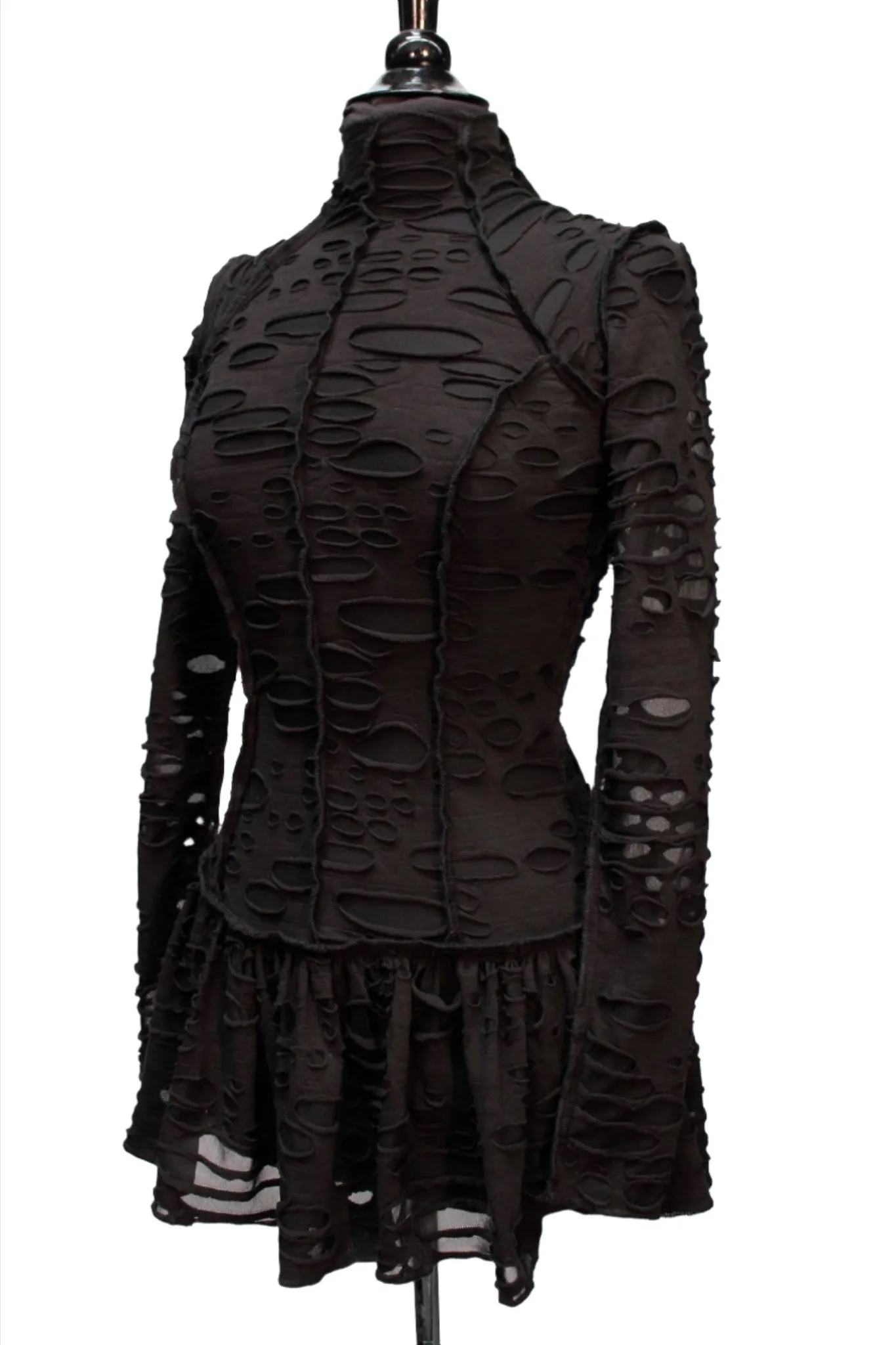 FUTURE SHOCK DRESS - BLACK DECAYED FABRIC