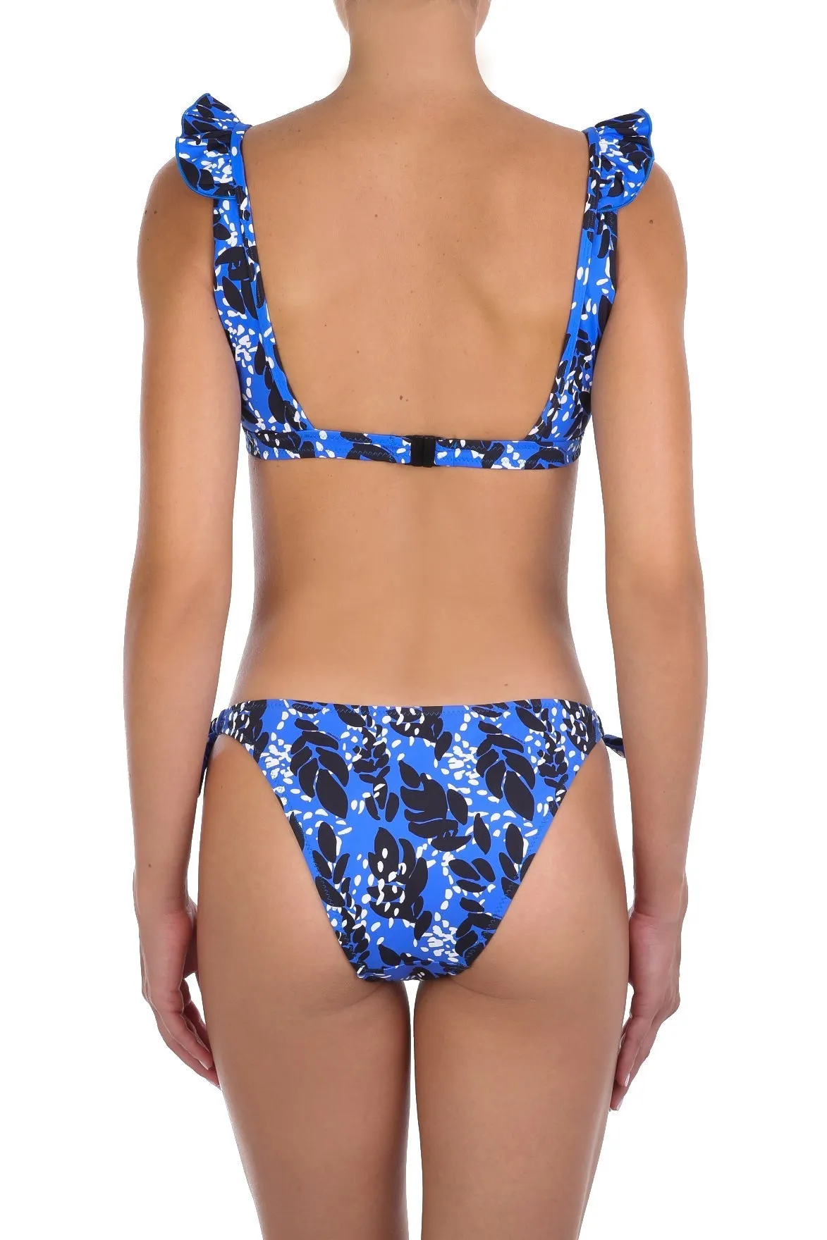 Georgia Athletic Ruffled Bikini Blue/Black Leaves