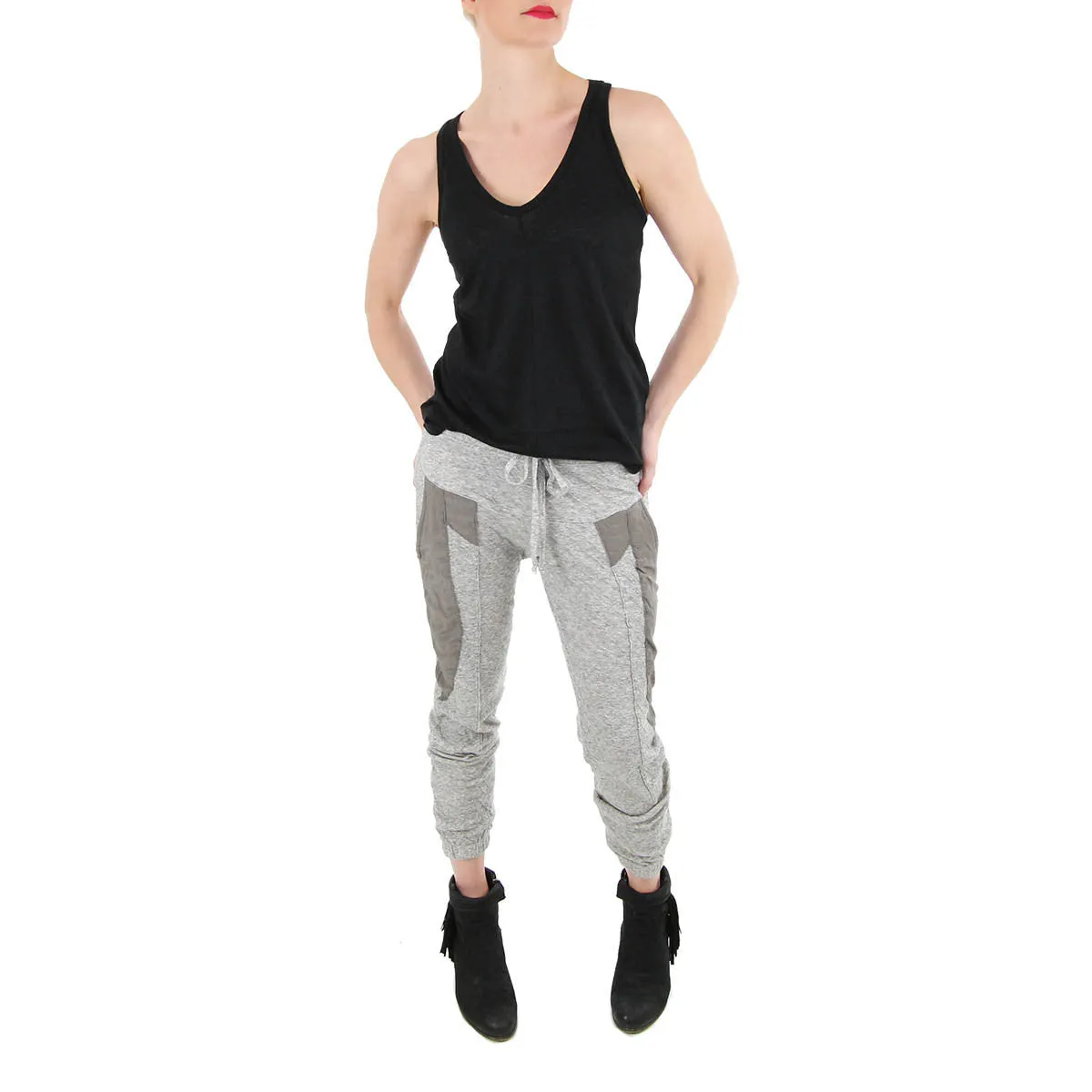 Grey Elastic Waist Slouchy Pants