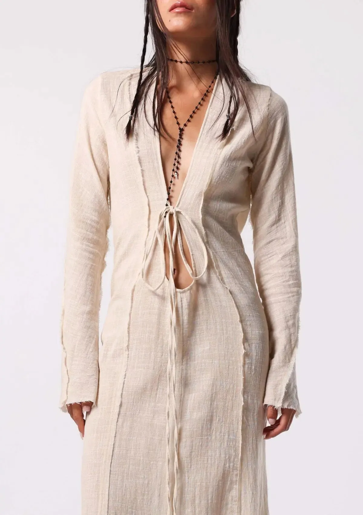 HAVEN RAW EDGE DRESS - KORA UNDYED