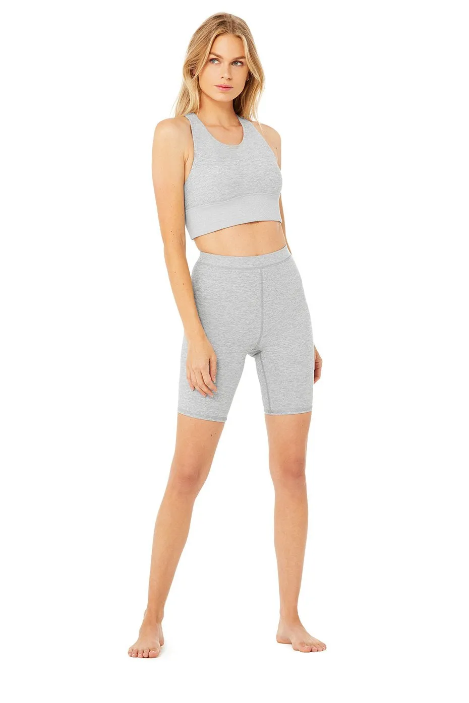 High-Waist Alosoft Flow Biker Short - Zinc Heather