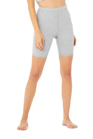 High-Waist Alosoft Flow Biker Short - Zinc Heather