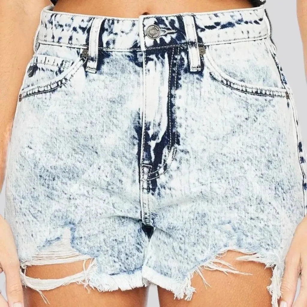 High-waist straight women's jeans shorts