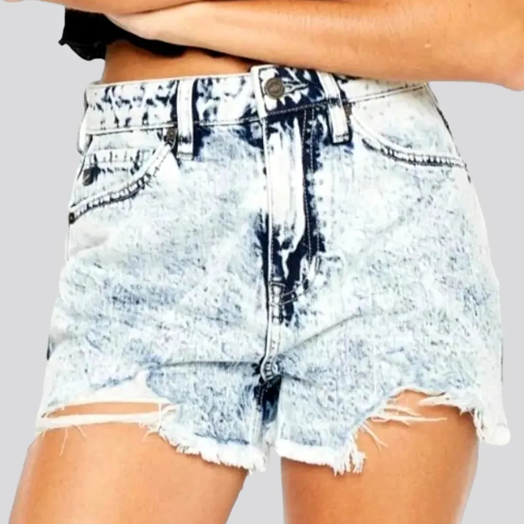 High-waist straight women's jeans shorts