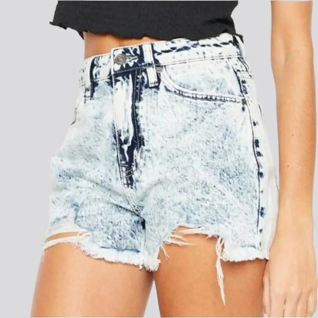 High-waist straight women's jeans shorts