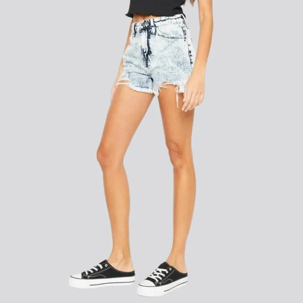 High-waist straight women's jeans shorts