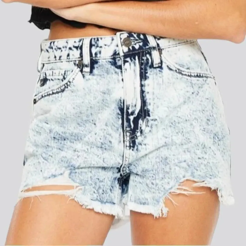 High-waist straight women's jeans shorts