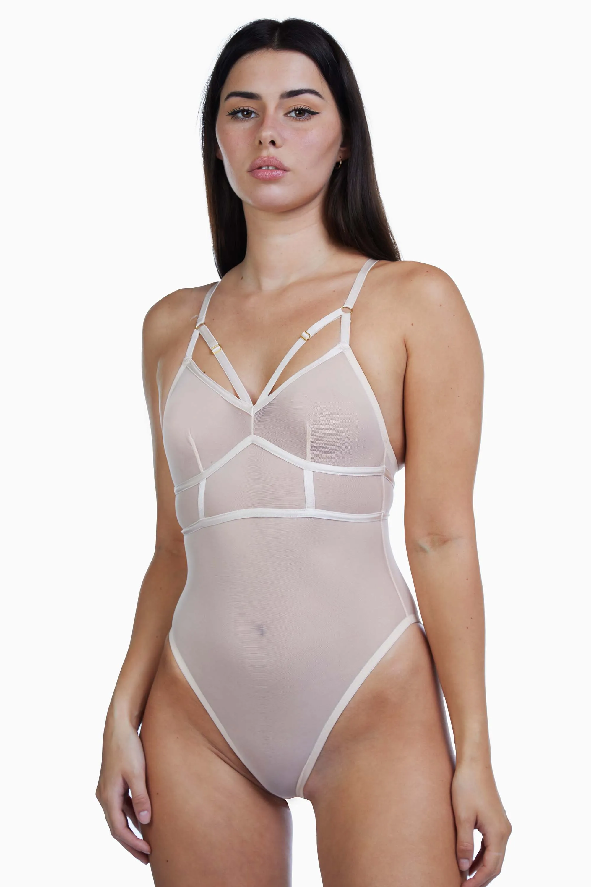 Hustler Arielle Peach Mesh Body with Strap Detail