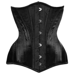 Karissa's Kiss Longline Brocade & Satin Underbust Corset in Black