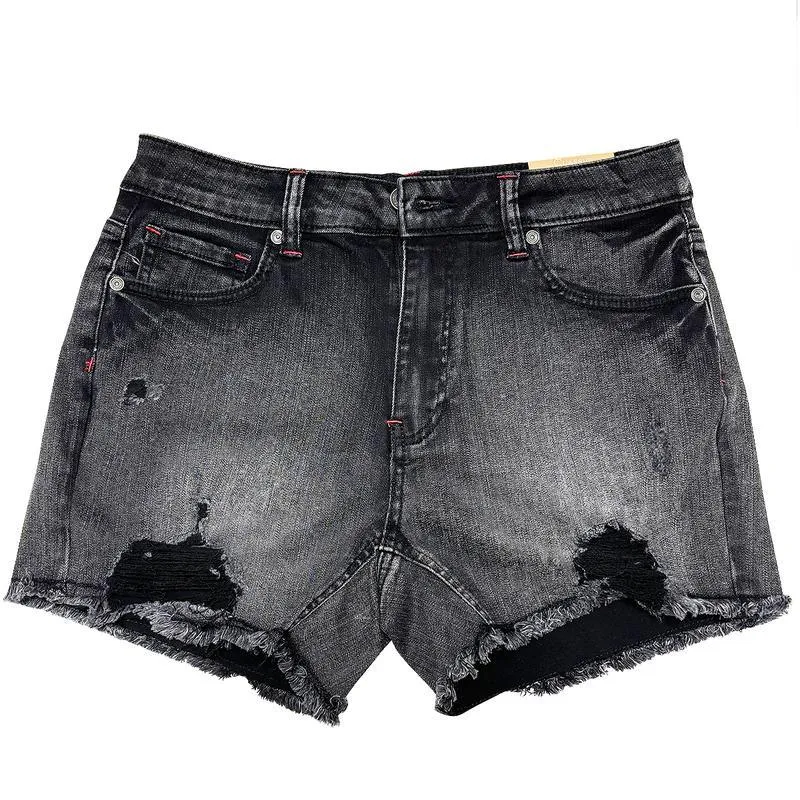 Ladies Raw Frayed Hem Casual Denim Shorts 022001S16