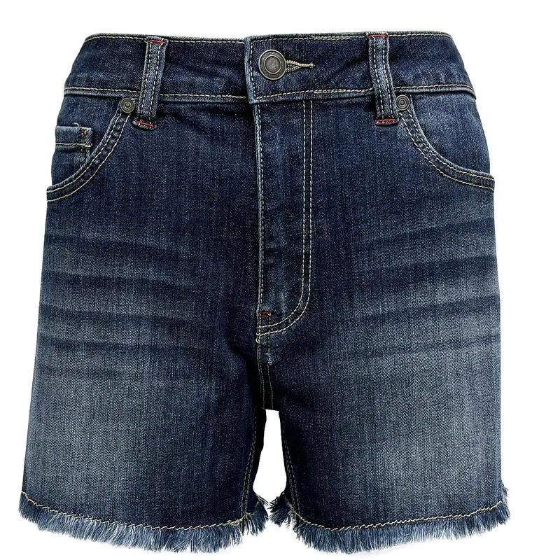 Ladies Raw Frayed Hem Casual Denim Shorts 022001S16