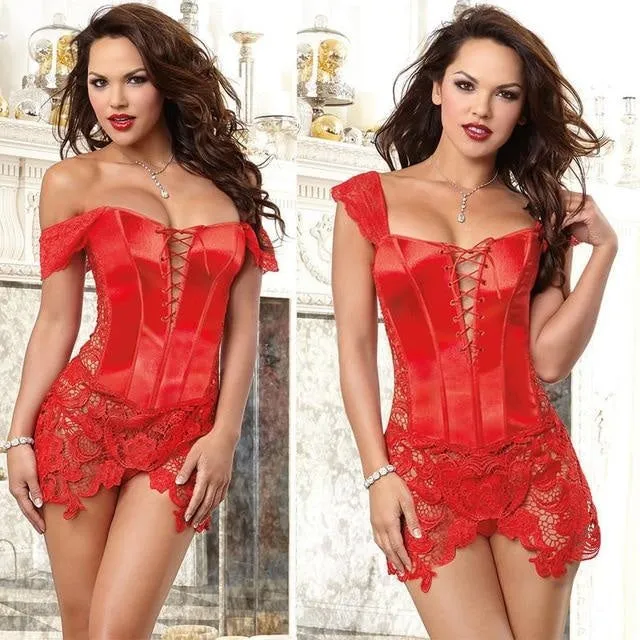 Latex & Lace Corset Dress (Up to 6XL)