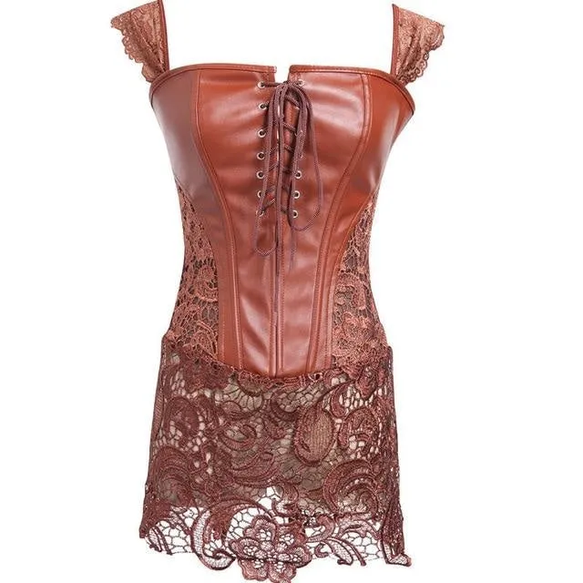 Latex & Lace Corset Dress (Up to 6XL)