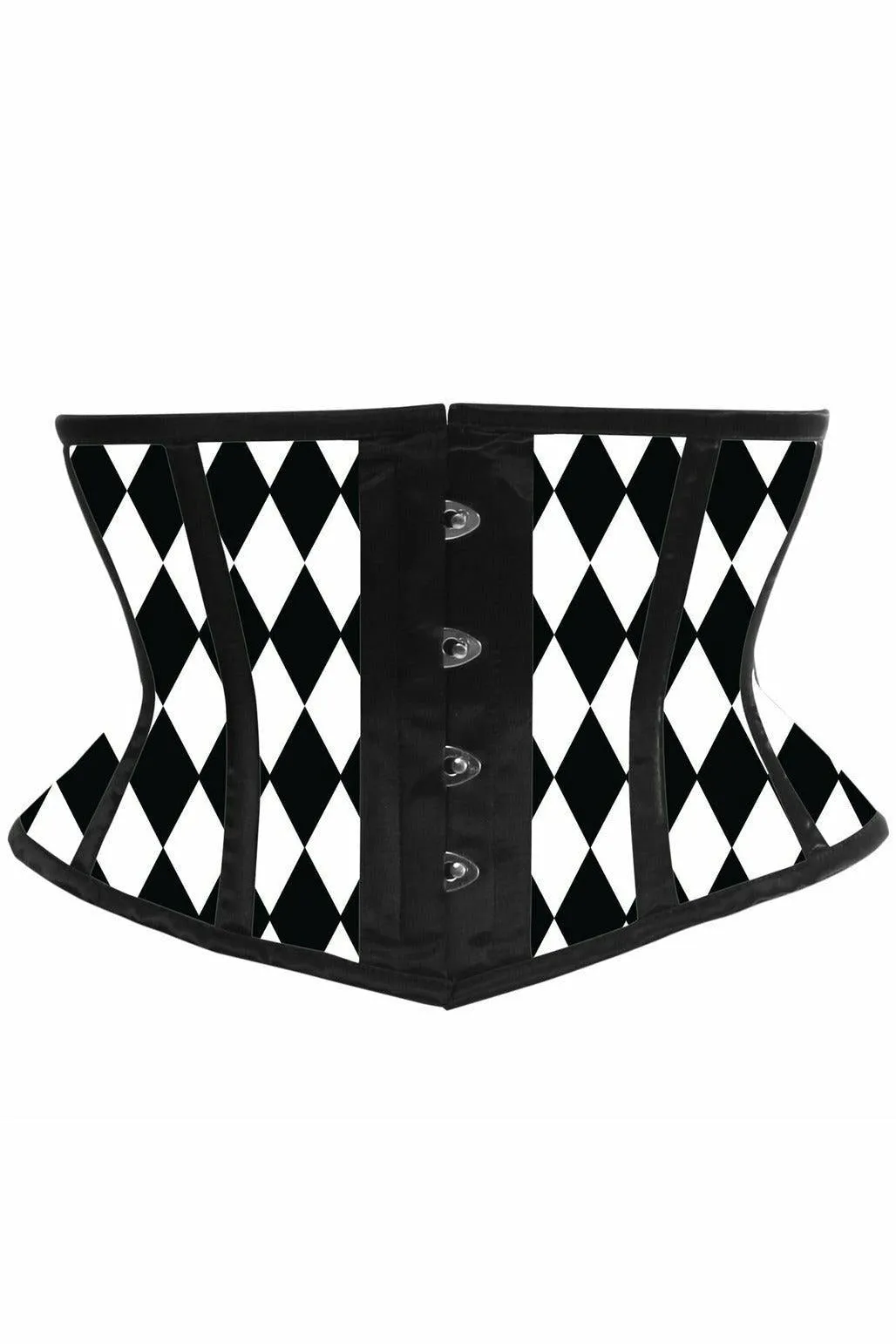 Lavish Black & White Diamond Waist Cincher Corset