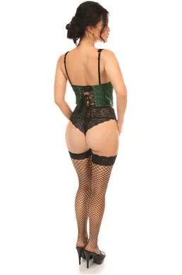 Lavish Dark Green Brocade Open Cup Waist Cincher