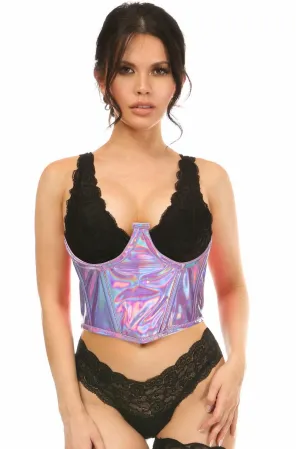 Lavish Lavender Holo Open Cup Underwire Waist Cincher