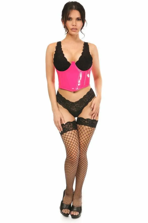 Lavish Neon Pink Patent Open Cup Underwire Waist Cincher