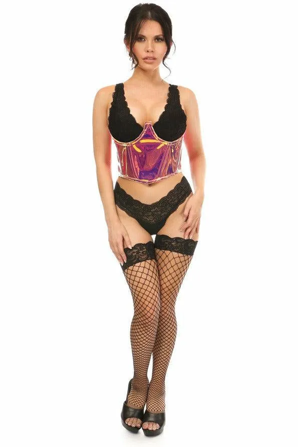 Lavish Rainbow Gold Holo Open Cup Underwire Waist Cincher