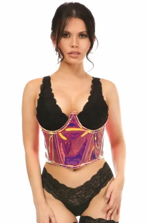 Lavish Rainbow Gold Holo Open Cup Underwire Waist Cincher