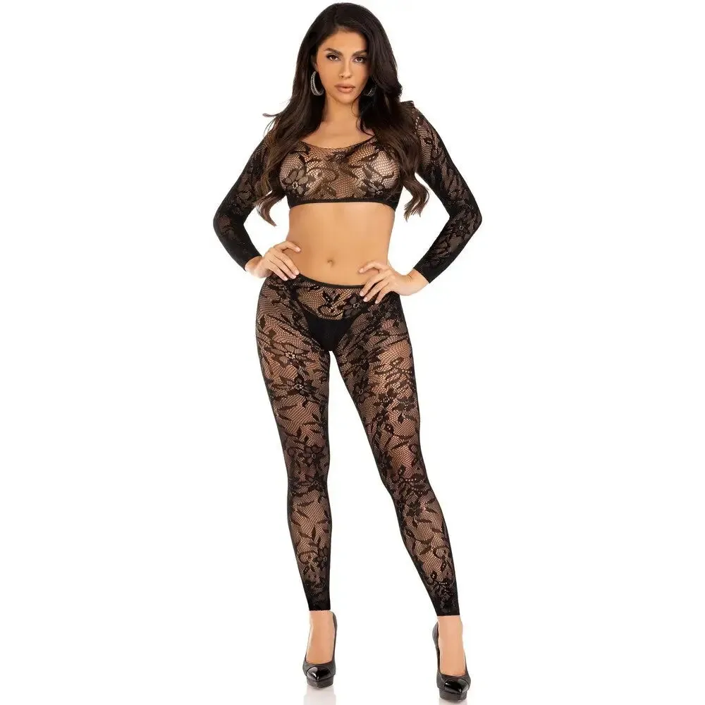 Leg Avenue Crop Top and Footless Tights Uk 6 to 12